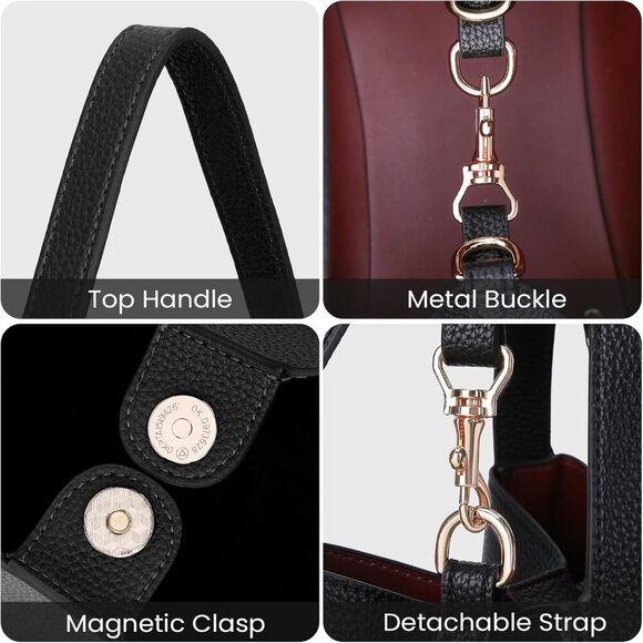 Fashionable Medium Bucket Handbag for Women - Lightweight and Scratch-Resistant - Picture 3 of 6